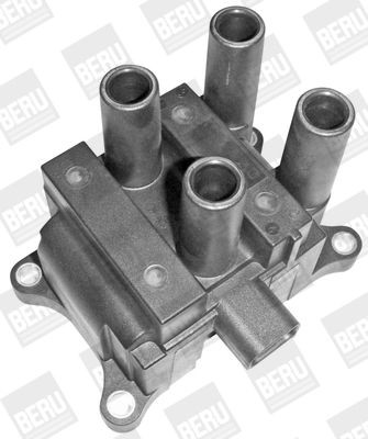 BERU E2019100387A1 Ignition coil pack 3-pin connector, 12V, with bolts/screws, Number of connectors: 4, Connector Type DIN