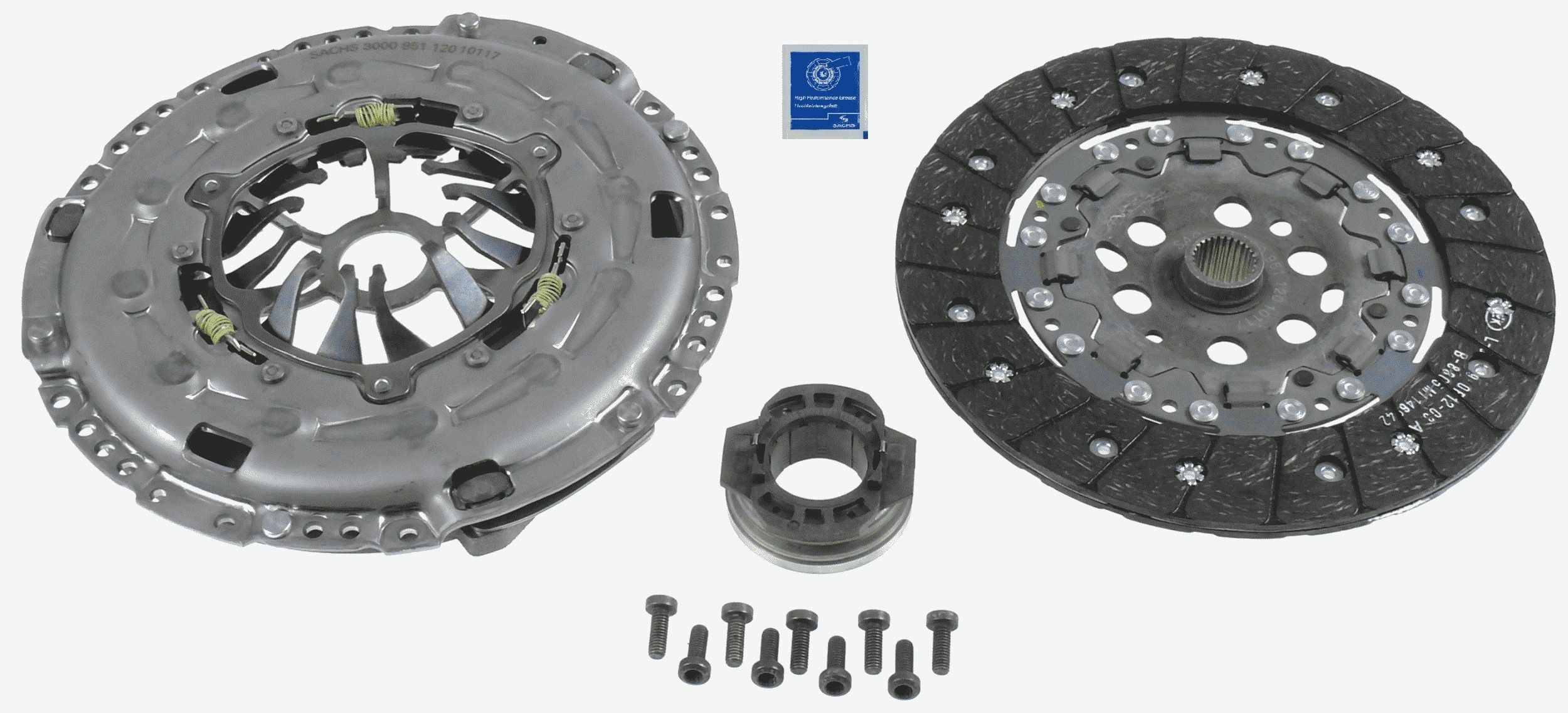 SACHS XTend 3000 951 120 Clutch kit with pressure plate screws, with clutch release bearing, 230mm