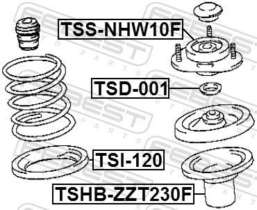 FEBEST Mounting, shock absorbers TSS-NHW10F for Toyota Prius NHW11