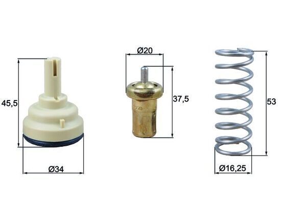 72405925 MAHLE ORIGINAL Opening Temperature: 105°C, 34mm, with seal D1: 34mm Thermostat, coolant TX 181 105D buy