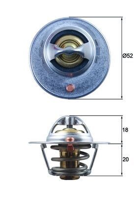 TX 185 82D MAHLE ORIGINAL Coolant thermostat MITSUBISHI Opening Temperature: 82°C, 52mm, with seal