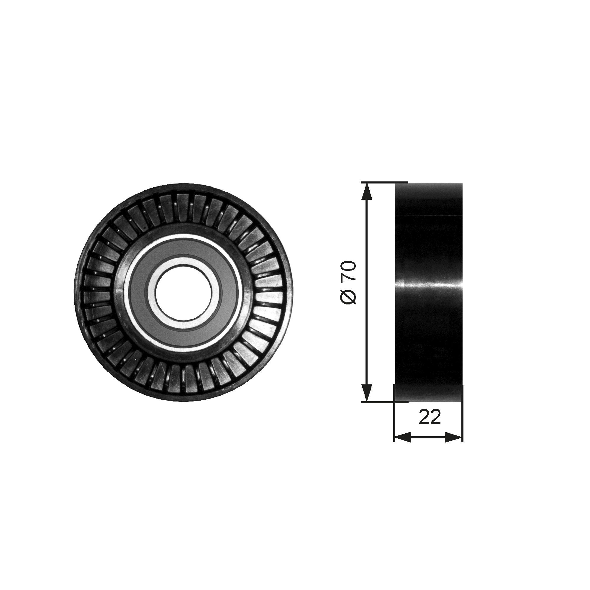 GATES Deflection / Guide Pulley, v-ribbed belt T36252 Mercedes-Benz A-Class 2011
