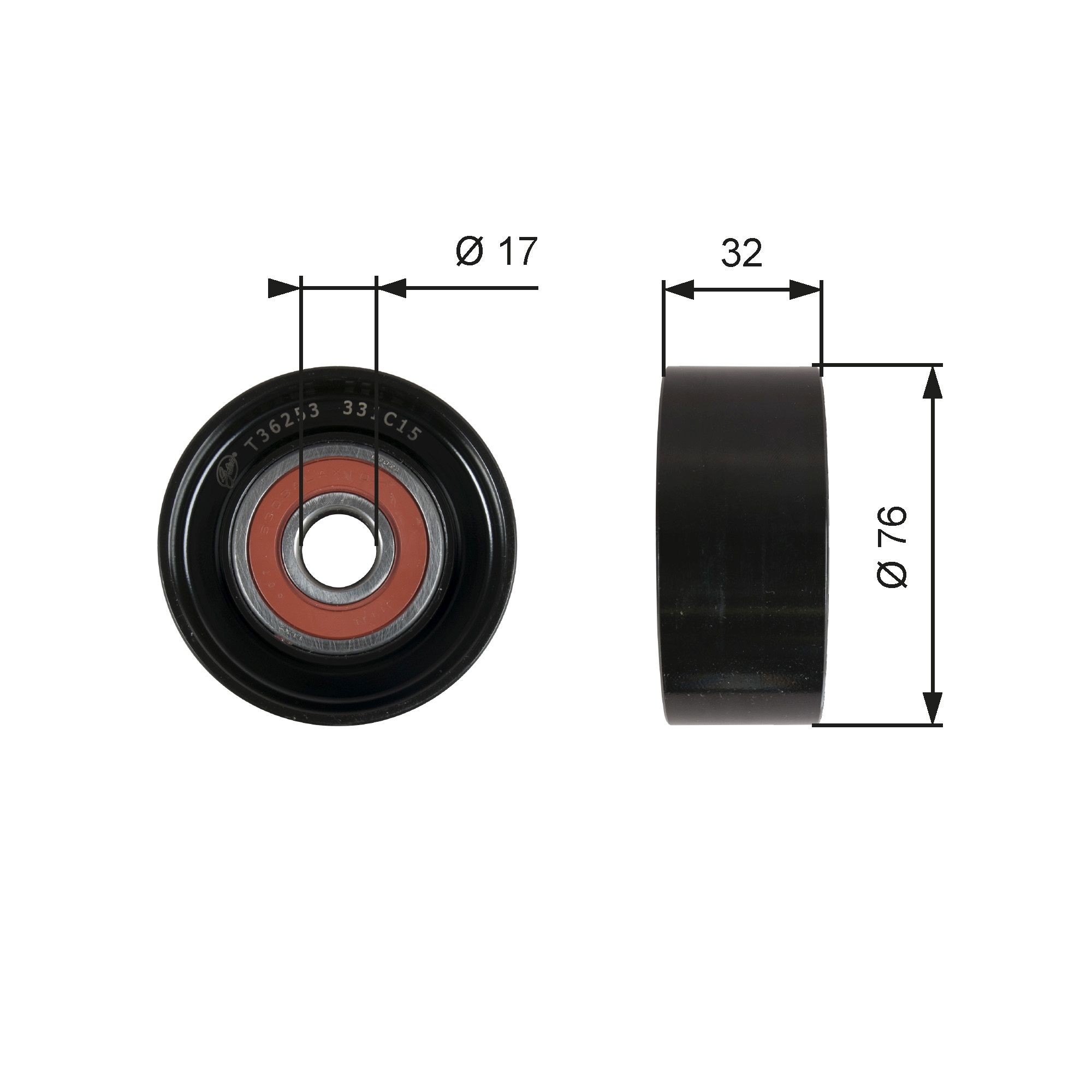 GATES FleetRunner™ Micro-V® Kit T36253 Deflection / Guide Pulley, v-ribbed belt