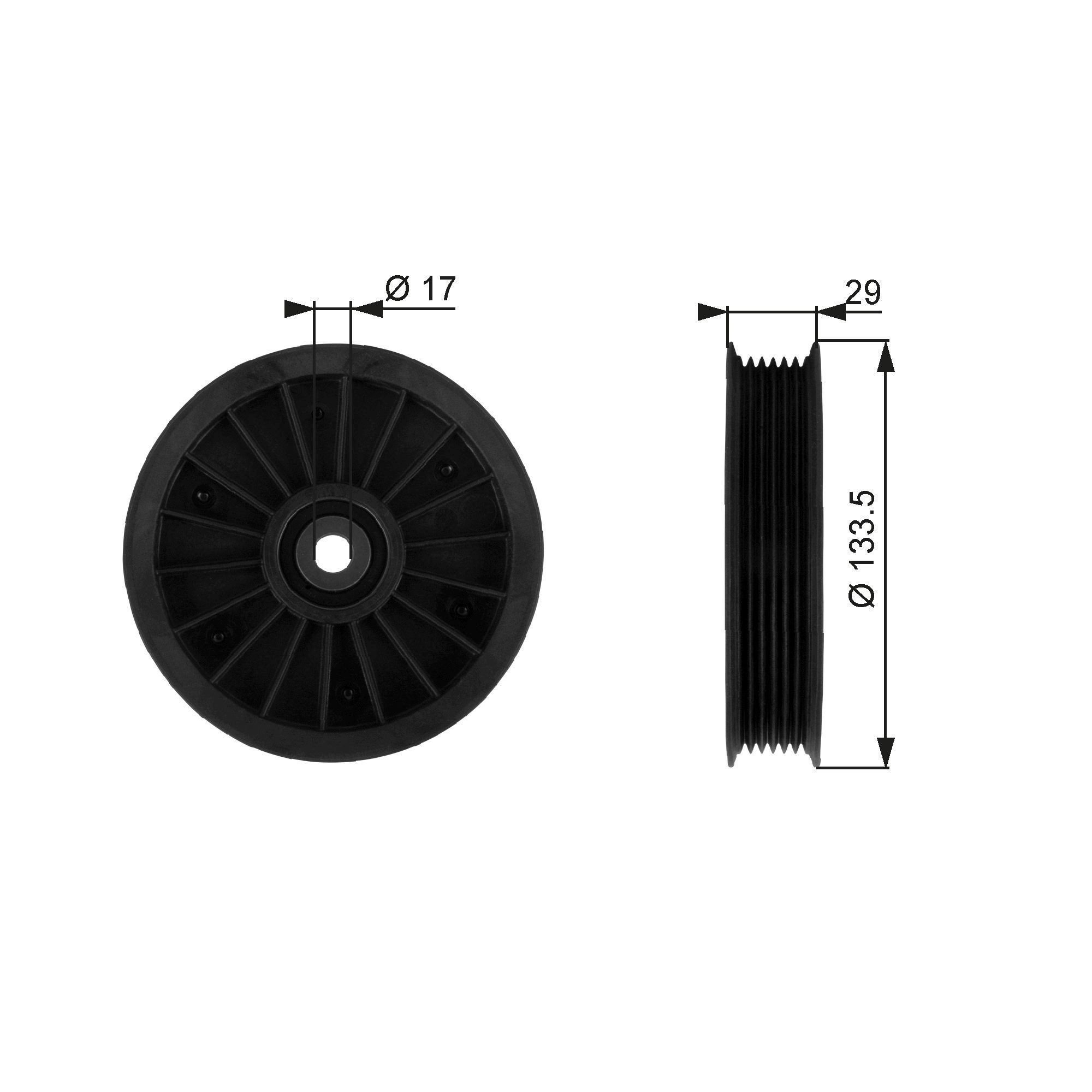 T38034 GATES Deflection pulley CHRYSLER with grooves
