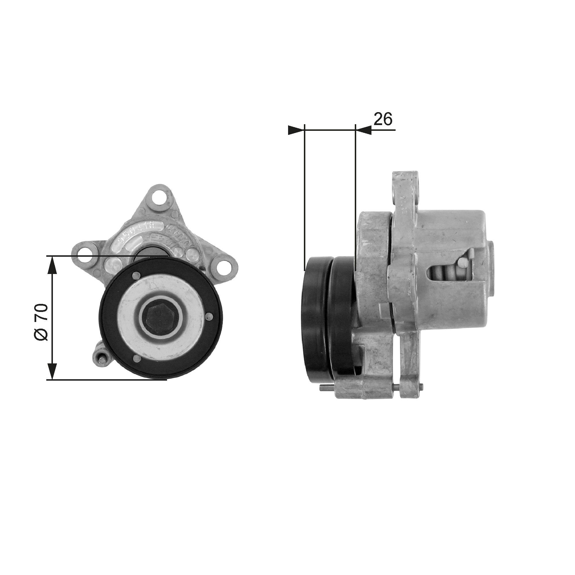 Original GATES 7808-21183 Tensioner pulley T38283 for VW CADDY