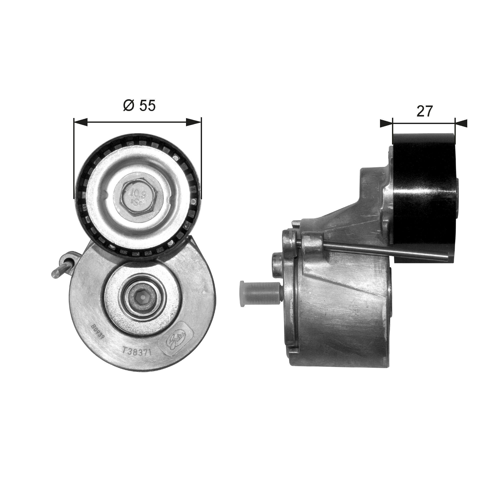 GATES T38371 Ford FIESTA 2010 Tensioner pulley