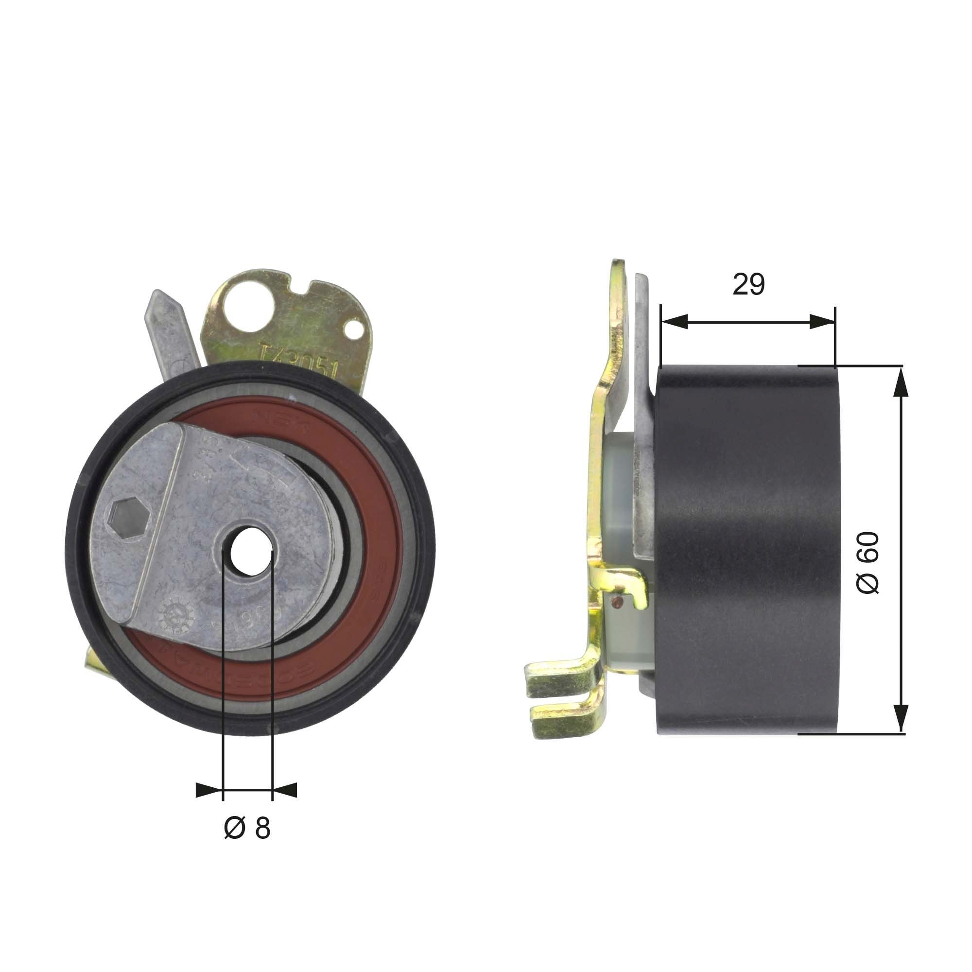 7784-21044 GATES FleetRunner™ Micro-V® Stretch Fit® T43051 Timing belt tensioner pulley 0829.79