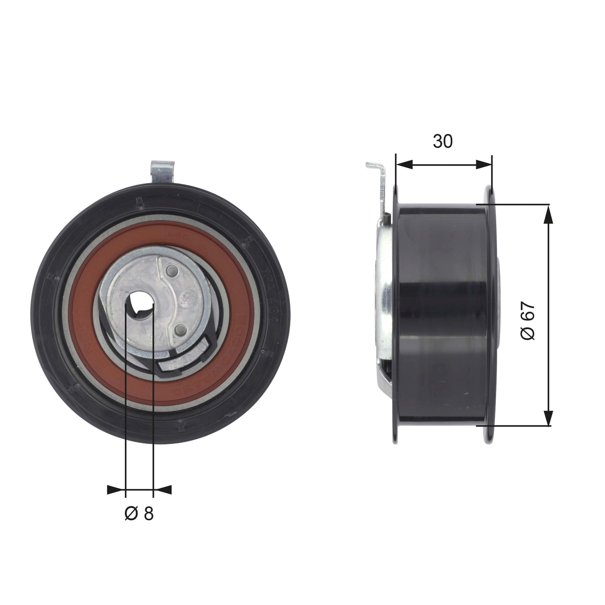 7784-21062 GATES FleetRunner™ Micro-V® Stretch Fit® T43069 Timing belt tensioner pulley 028109243 F