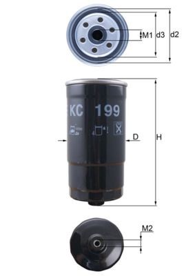 MAHLE ORIGINAL KC 199 Fuel filter Spin-on Filter