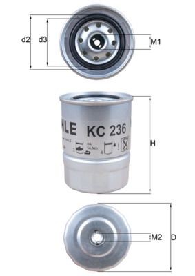 MAHLE ORIGINAL KC 236 Fuel filter Spin-on Filter