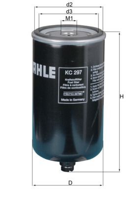 70379512 MAHLE ORIGINAL Spin-on Filter Height: 152,3mm Inline fuel filter KC 297 buy