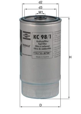 79896184 MAHLE ORIGINAL Spin-on Filter Height: 163,0mm Inline fuel filter KC 98/1 buy