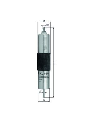 MAHLE ORIGINAL KL 104/1 Fuel filter In-Line Filter, 8mm