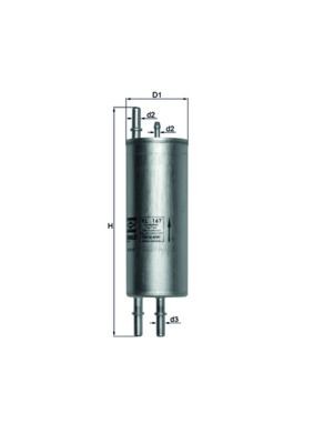 MAHLE ORIGINAL KL 167 Fuel filter In-Line Filter, 8mm, 7,9mm
