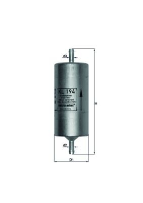 MAHLE ORIGINAL KL 194 Fuel filter In-Line Filter, 8mm, 8,0mm