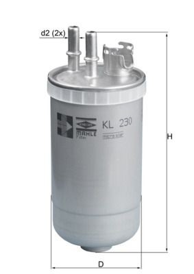 MAHLE ORIGINAL KL 230 Fuel filter In-Line Filter, 10mm, 9,9mm