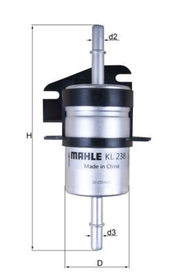 MAHLE ORIGINAL KL 238 Fuel filter In-Line Filter, 10mm, 9,5mm