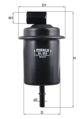 MAHLE ORIGINAL KL 453 Fuel filter In-Line Filter, 8mm