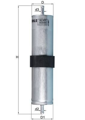 MAHLE ORIGINAL KL 477 Fuel filter In-Line Filter, 8mm, 8,0mm