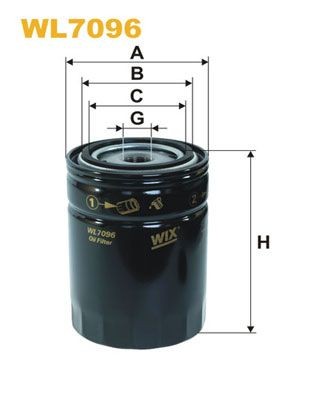 WIX FILTERS WL7096 Oil filter 3/4-16 UNF, Spin-on Filter