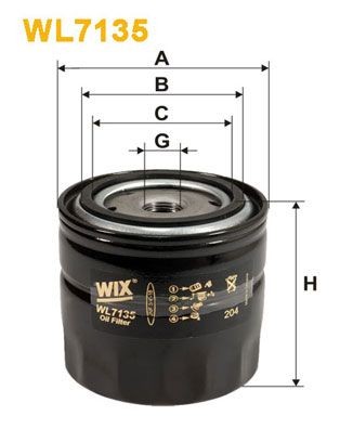 WIX FILTERS WL7135 Oil filter 3/4-16 UNF, Spin-on Filter