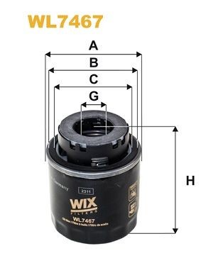 WIX FILTERS WL7467 Oil filter 3/4-16 UNF, Spin-on Filter