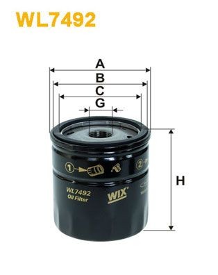WIX FILTERS WL7492 Oil filter 3/4-16 UNF, Spin-on Filter