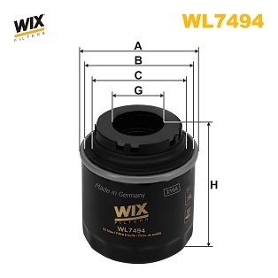 WIX FILTERS WL7494 Oil filter 3/4-16 UNF, Spin-on Filter