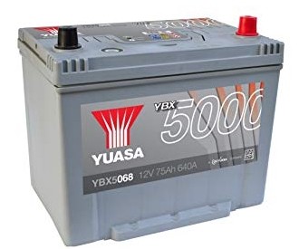 YUASA YBX5068 YBX5000 Batterie 12V 75Ah 650A mit Handgriffen, mit  Ladezustandsanzeige, Bleiakkumulator