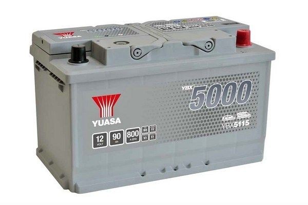 YBX5115 YUASA Car battery RENAULT 12V 90Ah 800A with handles, with load status display