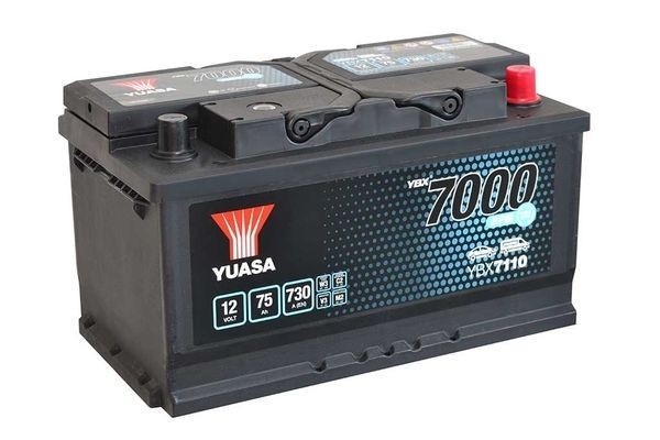 YUASA YBX7000 YBX7110 Battery 12V 75Ah 730A with handles, with load status display, EFB Battery