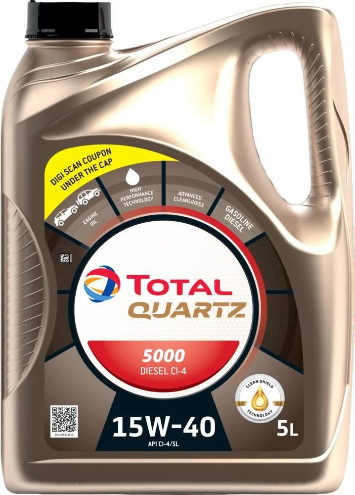 Motorolie TOTAL Quartz, 5000 Diesel 2148644 15W40, 5l
