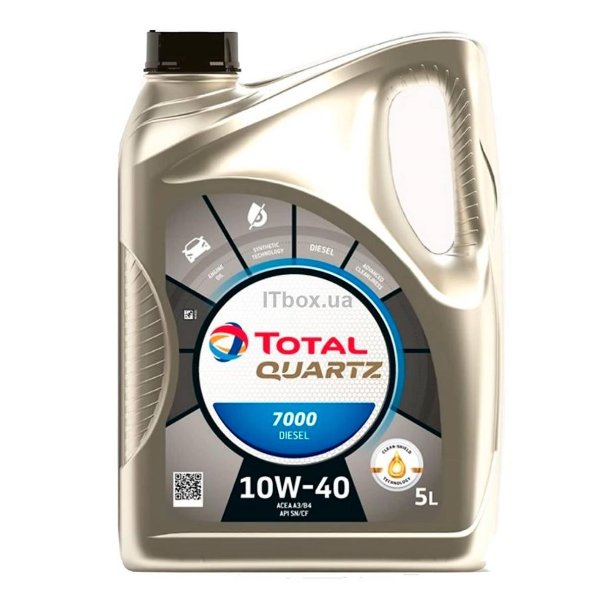 TOTAL Quartz, 7000 Diesel 2202844 Engine oil 10W-40, 5l, Part Synthetic Oil