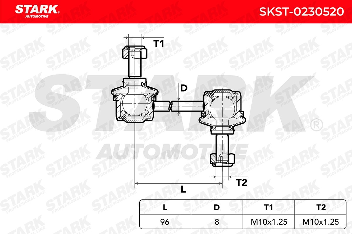 SKST-0230520 Anti-roll bar linkage SKST-0230520 STARK Rear Axle Left, 96mm, MM10X1.25 RHT