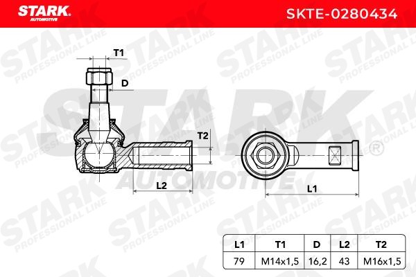 SKTE-0280434 Tie rod end SKTE-0280434 STARK M14X1.5, outer, both sides, Front Axle