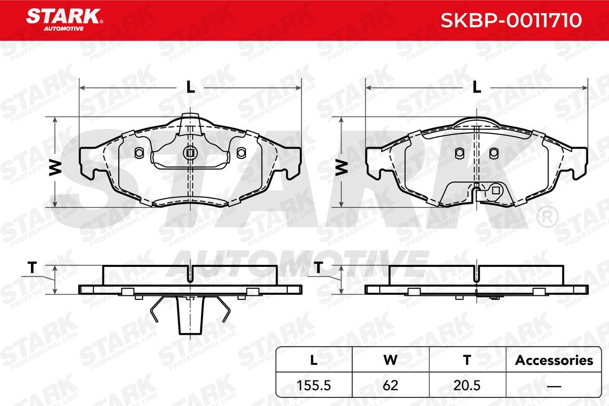 SKBP-0011710 Set of brake pads SKBP-0011710 STARK Front Axle, with acoustic wear warning