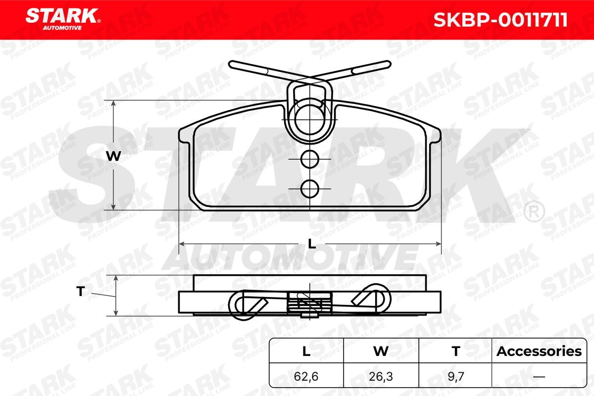 STARK SKBP-0011711 Disc pads Rear Axle, not prepared for wear indicator, with anti-squeak plate, with accessories