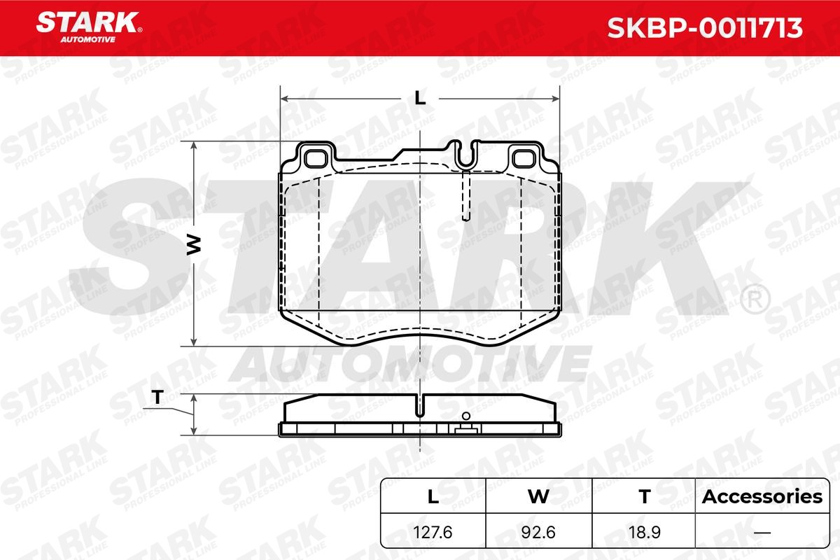 SKBP-0011713 Set of brake pads SKBP-0011713 STARK Front Axle, prepared for wear indicator