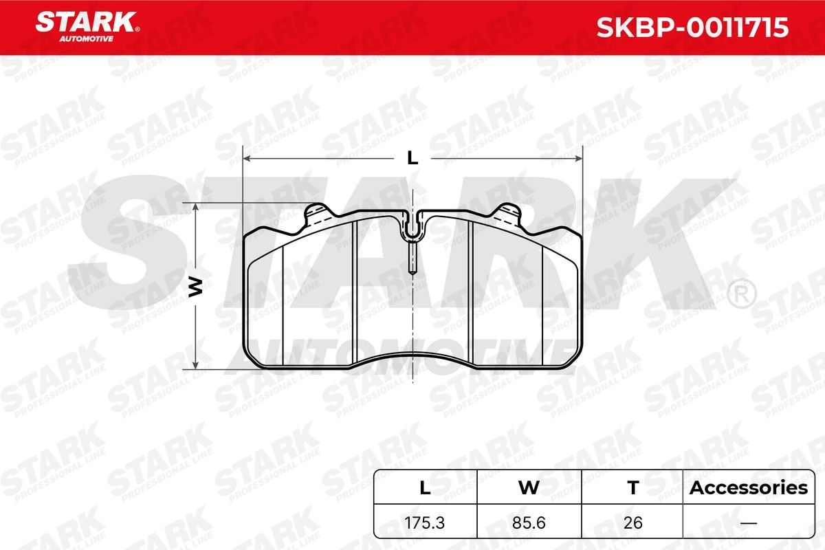 SKBP-0011715 Set of brake pads SKBP-0011715 STARK Rear Axle, Front Axle, prepared for wear indicator