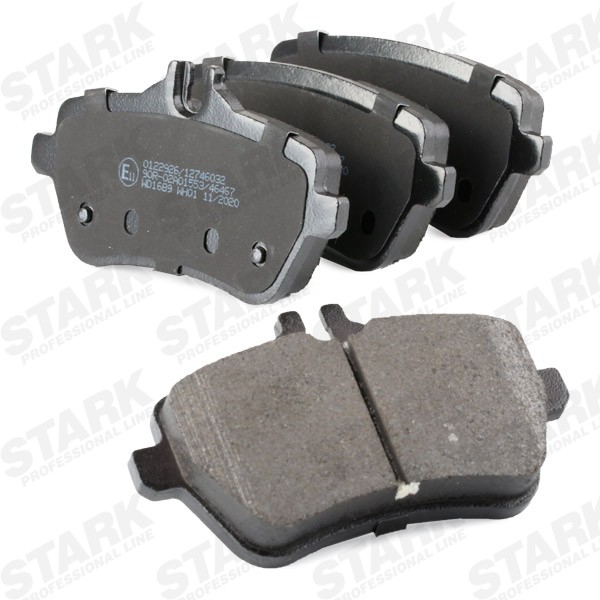 SKBP-0011717 Set of brake pads SKBP-0011717 STARK Rear Axle, Low-Metallic, prepared for wear indicator