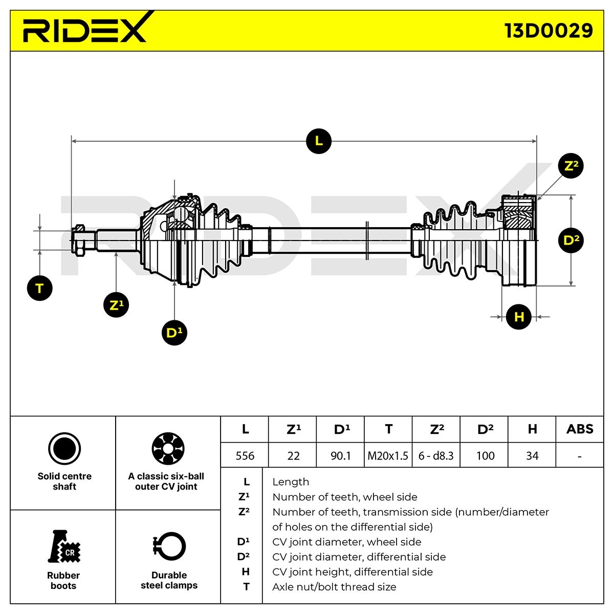 Drive shaft 13D0029 from RIDEX
