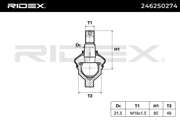 OEM-quality RIDEX 2462S0274 Ball Joint