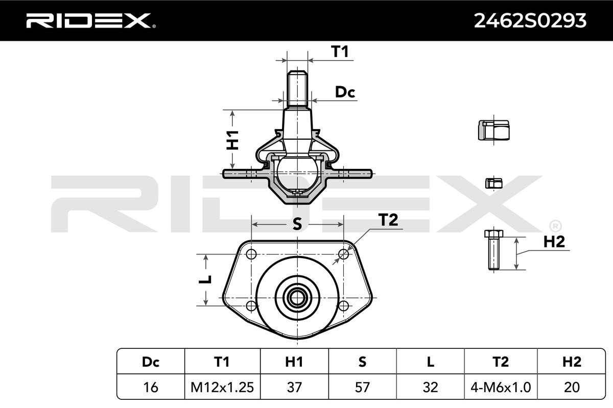 RIDEX Ball joint in suspension 2462S0293