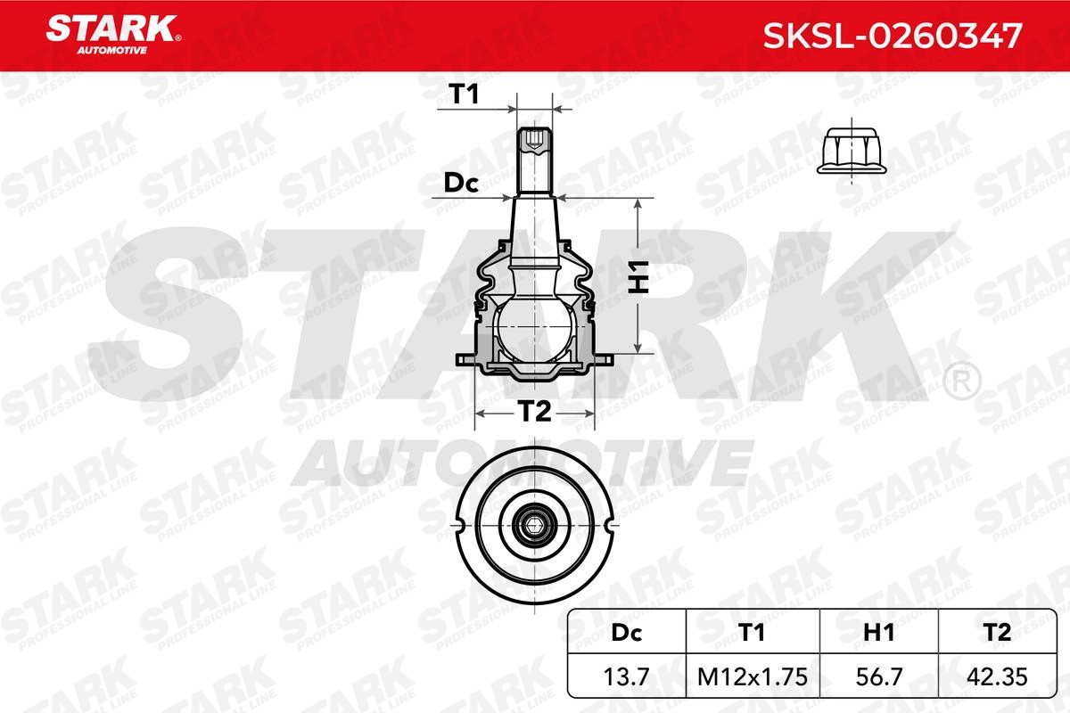 SKSL-0260307 STARK Traggelenk Vorderachse, unten, beidseitig, mit  Befestigungsmaterial, 18mm ▷ AUTODOC Preis und Erfahrung