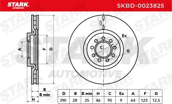 SKBD-0023825 Brake discs SKBD-0023825 STARK Front Axle, 290x28mm, 9x95, internally vented