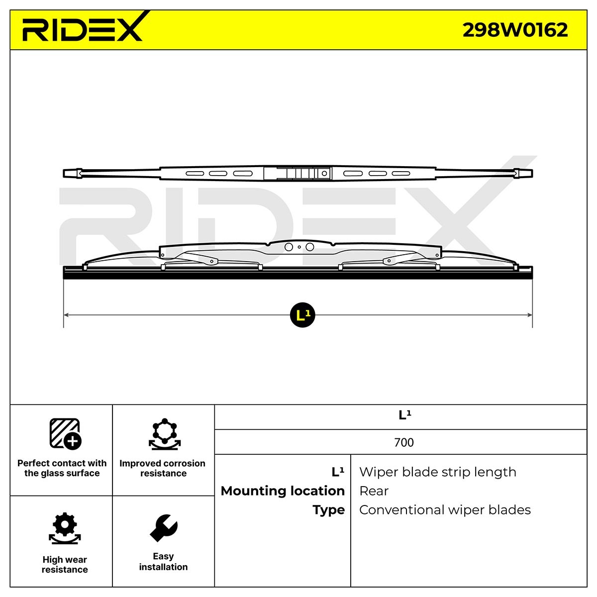OEM-quality RIDEX 298W0162 Windscreen wiper