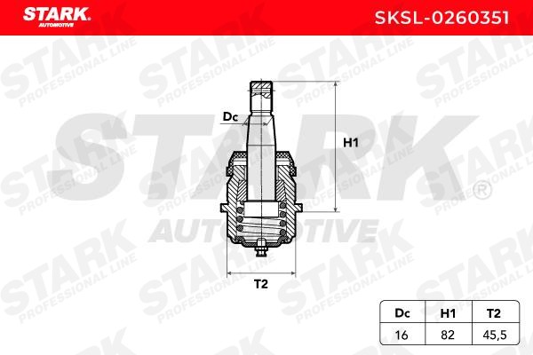 SKSL-0260351 Suspension ball joint SKSL-0260351 STARK Front axle both sides, with fastening material