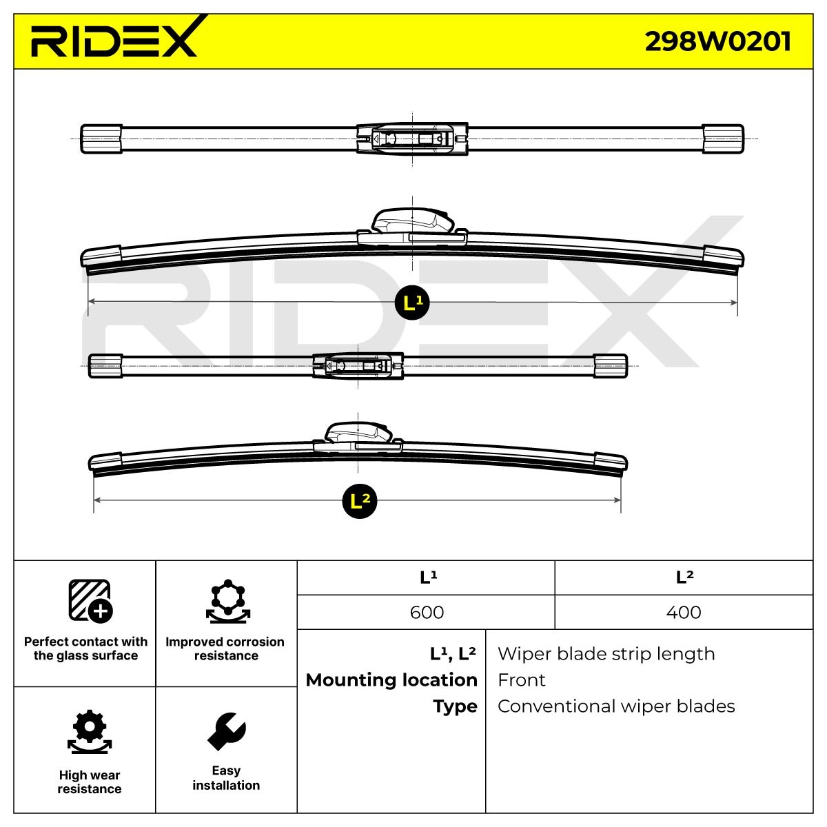 298W0201 Metlica brisalnika stekel RIDEX - Znižane cene