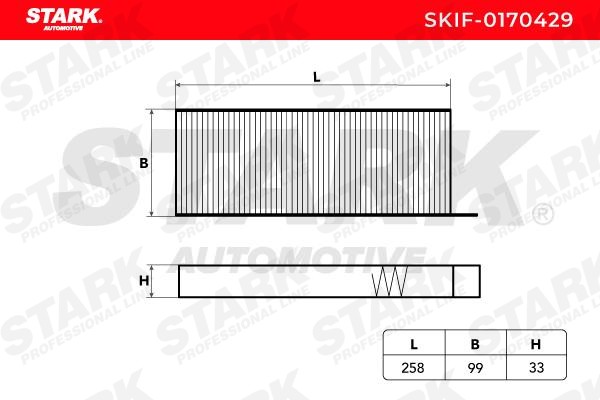 SKIF-0170429 Air con filter SKIF-0170429 STARK Pollen Filter, 258 mm x 99 mm