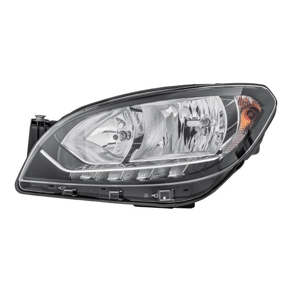 HELLA 1EL 012 643-011 Headlight Left, P21W, LED, H7/H7, Halogen, 12V, with position light, with low beam, with daytime running light (LED), with indicator, with high beam, for right-hand traffic, with bulbs, with motor for headlamp levelling